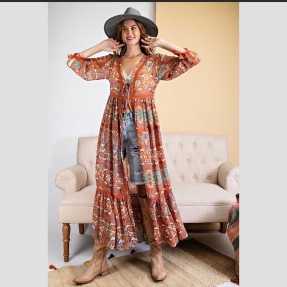 LAST ✌️The GINGER Open Maxi Kimono Duster - Picture 2 of 4